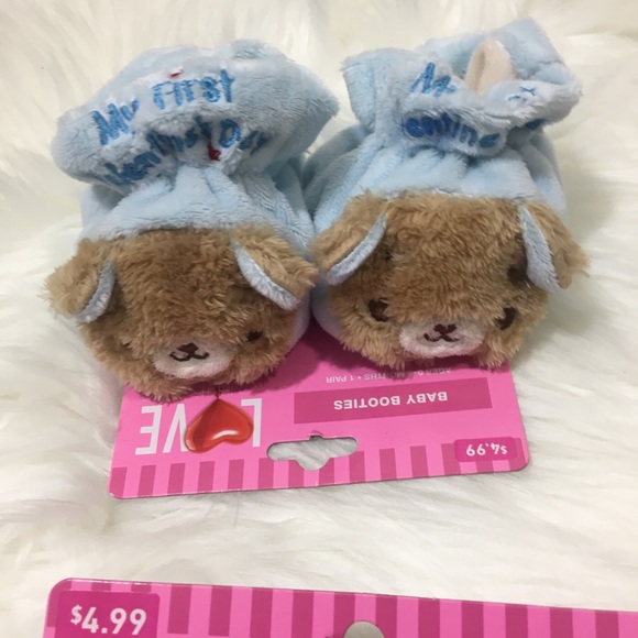 My First Valentine Day Blue:Booties,Bib &Lovey NWT - Picture 6 of 7